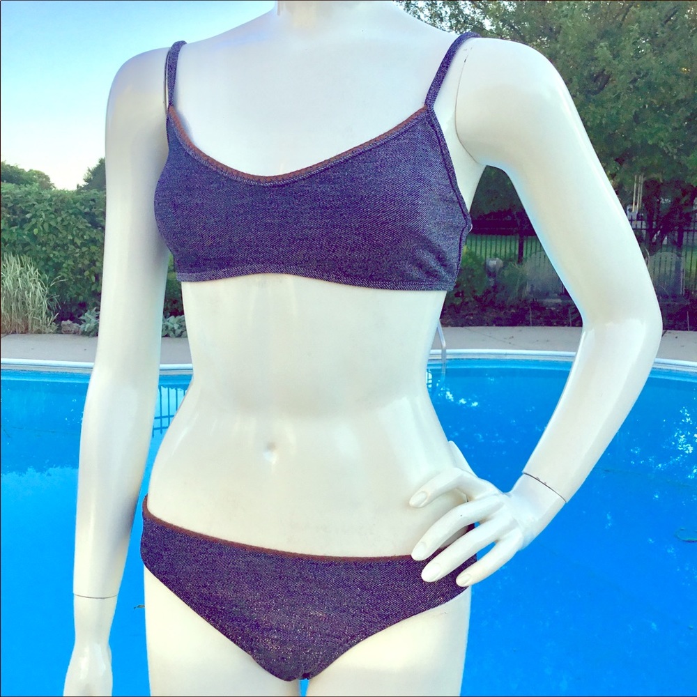 NWT 2pc metallic denim color blue 2die4 bikini Med - Picture 7 of 8